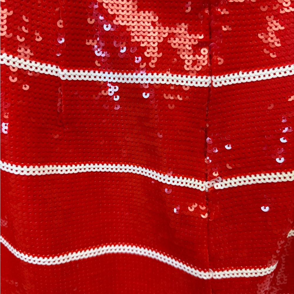 J Crew Red & White Sequined Pencil Skirt - Size 6 - Picture 3 of 5